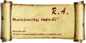 Ruzsinszky Ambró névjegykártya